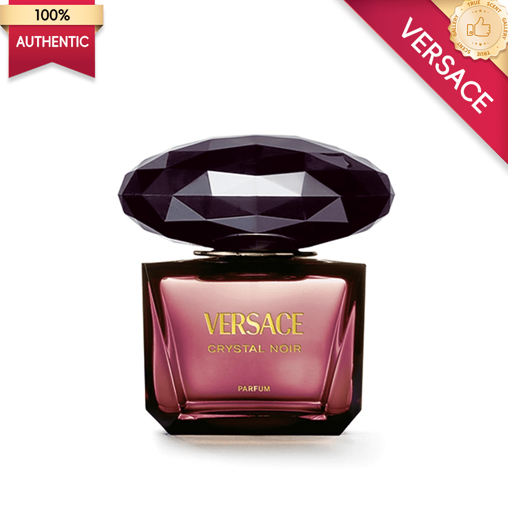 Versace Bright Crystal Noir Eau de Parfum Spray, 3.0 oz / 90 mL, Aroma Floral Intenso e Ambrado Amadeirado para Mulheres, Fragrância Noturna Misteriosa e Sedutora