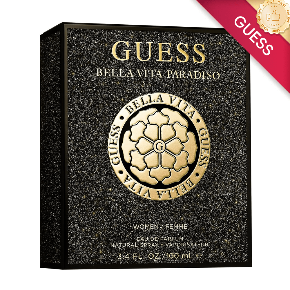 Guess Bella Vita Paradiso Eau de Parfum para Mulheres, 3.4 Fl Oz Spray de Felicidade, Fragrância Tropical de Coco e Baunilha, Perfume de Dia para Férias, Perfume de Verão Italiano