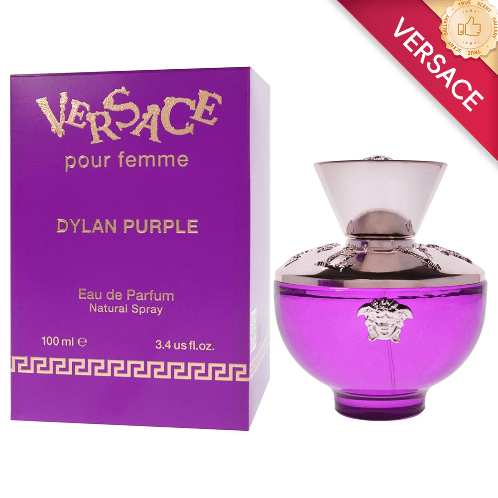Versace Dylan Purple Eau de Parfum para Mulheres, 3.4 Fl Oz Spray Luxuoso, Aroma Encantador Floral e Frutado, Fragrância Misteriosa de Noite, Perfume de Elegância Signature