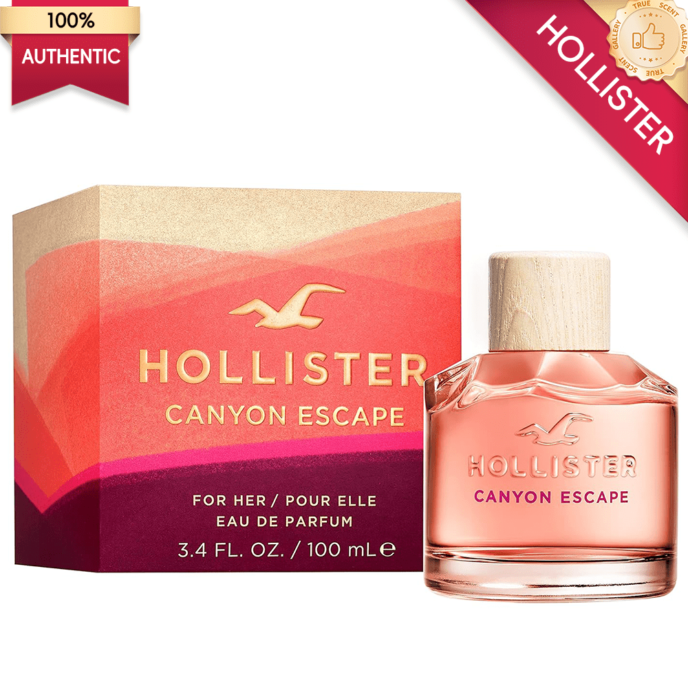 Hollister Canyon Escape Eau de Parfum para Mulheres, 3.4 Fl Oz Spray de Aventura, Aroma de Flores Silvestres do Deserto e Almíscar, Fragrância Casual para o Dia, Perfume da Costa da Califórnia